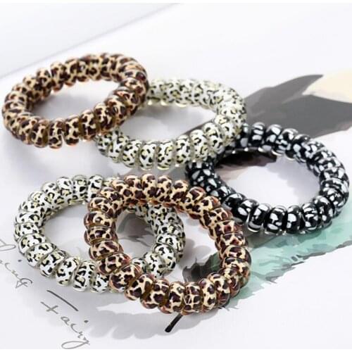 1PCS Leopard Hair Scrunchie Elastic Hair Bands Circle Spiral Hair Ties Women Girls Headwear Ponytail Holder Hair Accessories
