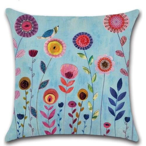 Romantic Flowers Cushion Cover Colorful Tropical Plant Decorative Pillowcase For Sofa Car Living Room Floral Pillowcover