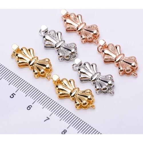 DIY Necklace Bracelet Connectors Clasp 18K Gold Plating Copper Cubic Zirconia Clasps For Jewelry Making Fastening Accessories