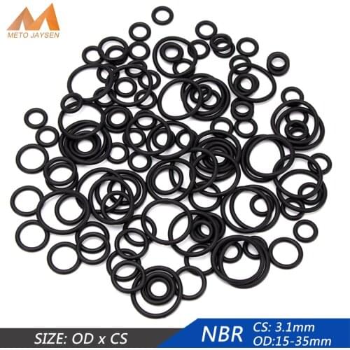20pcs NBR Nitrile Rubber Sealing O-ring Gasket Replacement Seal O ring OD 15mm-35mm CS 3.1mm Black Washer DIY Accessories S66