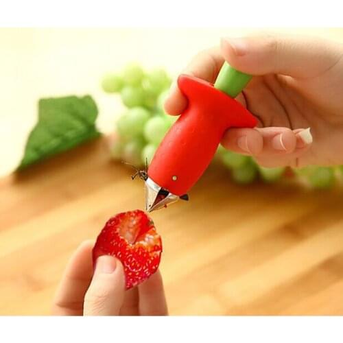 1pc Plastic Strawberry Hullers Fruit Pedicle Removal Device Tomato Stalks Strawberry Knife Stem Remover Kitchen Gadgets