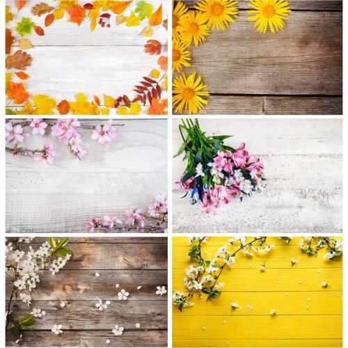 Vinyl Custom Photography Backdrops Props Flower Wood Planks Photo Studio Background 2183 KLZ-01