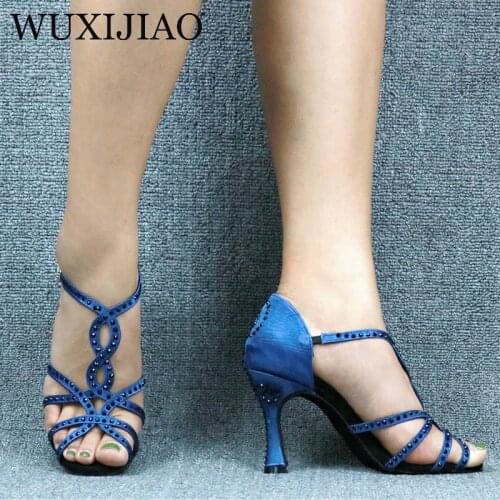 WUXIJIAO Womens Latin Dance Shoes New Dance Shoes Unique Design Salsa Shoes Diamond Sandals