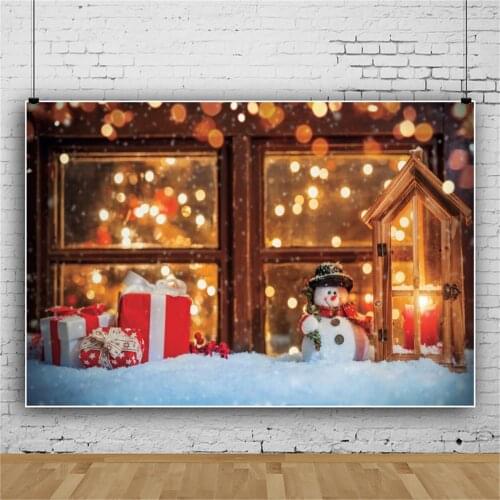 Winter Backdrops Snow Snowman Wood Window Sill Fantasy Polka Dots Gift Baby Photozone Photographic Background For Photo Studio