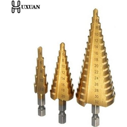 1 Pcs Metric Spiral Flute The Pagoda Shape Hole Cutter 4-12/20mm HSS Steel Cone Drill Bit Set HSS Steel Step Sharpening 2 Sizes