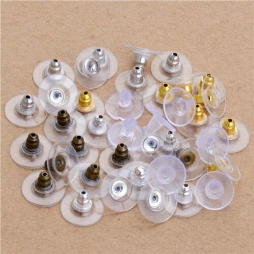 100Pcs Ear Stud Taps Earring Back Stoppers Ear Stud Stoppers Gold Silver Rhodium Bronze Silicone Decoration Jeweley Accessories