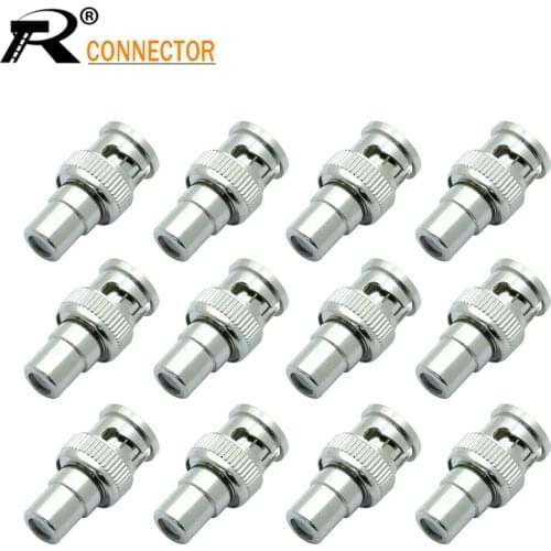 12pcs BNC Male Jack to RCA Female Plug Straight Connector Adapter for CCTV Camera Security System Video Cable