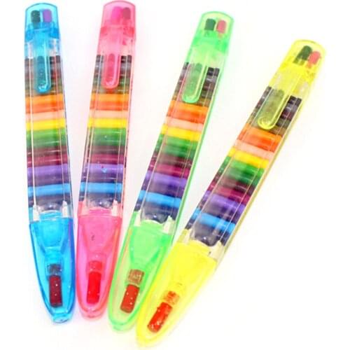 2Pcs/lot Multicolor Nontoxic Washable Safety Caryon Pen Kids Drawing Printing 20colors Childrens Crayon pens Toy