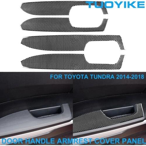 LHD RHD Car Styling Carbon Fiber Interior Inner Door Handle Armrest Cover Panel Trim Sticker For Toyota TUNDRA 2014-2018 4PCS