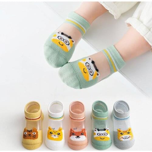 5 Pairs/lot Summer New Baby Socks Newborn Toddler Socks Boy Girl Cute Animal Ultra-thin Mesh Childrens Socks 1-12 Years Old