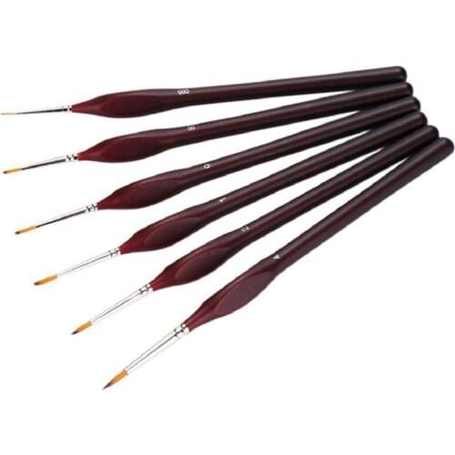 6-Piece Fine Paintbrushes - Detail Paint Brush Set - For Acrylic, Watercolor, Oil