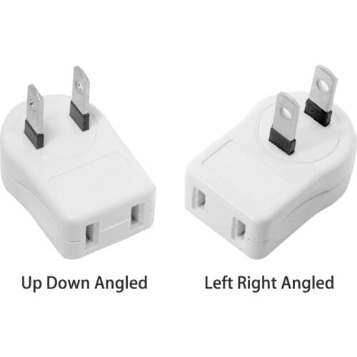 CY NEMA 1-15P USA Outlet Saver Power Extension Adapter 2-prong 2 Outlets 90 Degree Angled