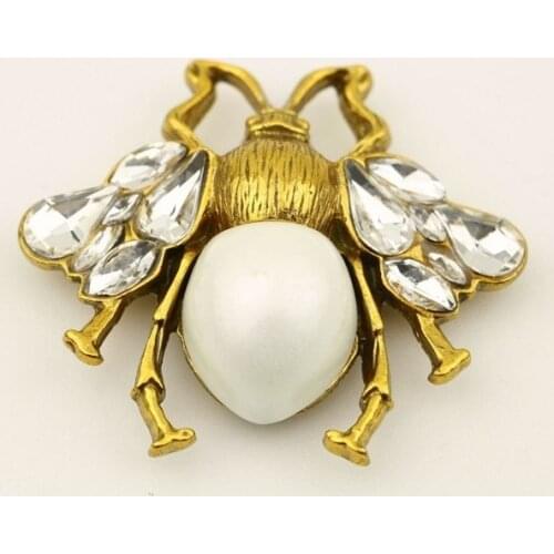 Luggage Hardware Accessories Ancient Gold with Diamonds Bees Decorative Buckle DIY Clothing Shoulder Bag Decorative Metal Parts