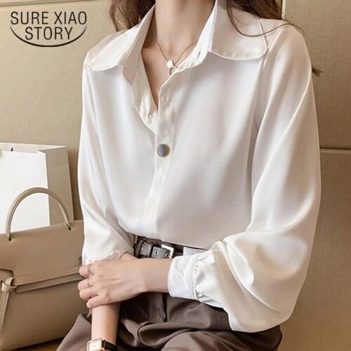 White Shirt Female OL Spring and Summer New Long Sleeve Elegant Shirt Chiffon White Tops Female Plus Size 4XL Blusas Mujer 12970