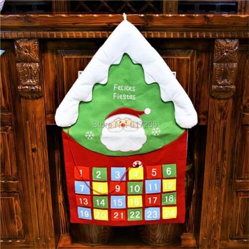Free shipping !1pc/lot Christmas advent calendar Santa countdown with digital number pockets Xmas decoration