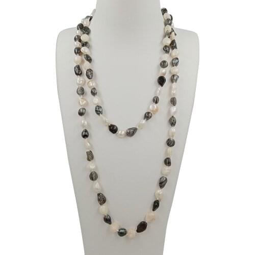 Free shipping,100% NATURE FRESHWATER PEARL LONG NECKLACE-120 CM in Baroque shape,gray,pink,blue black and nature colors