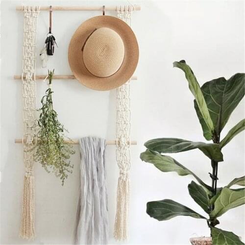 Boho Decor Macrame Wall Hanging Porch Rack Hand-woven Nordic Photo Frame Wall Tapestry Decoration Headboard H Blanket Mandala