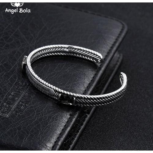 Black CZ Ancient Silver Plated Buddha Bracelets Banquet Accessory Women Gifts New Vintage Design Cuff Wristband High Quality