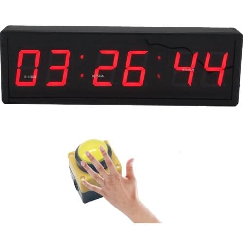 BTBSIGN Large LED Countdown Timer Stopwatch With Wired Switch Button and Remote Obstacle Course Races Fitness Timer 2.3inch Red