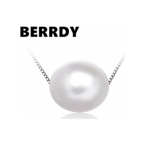 3 color 925 Sterling Silver Necklace Chain, Real Freshwater Pearl Pendant Necklace 8-9mm Big Pearl Size, Nice present