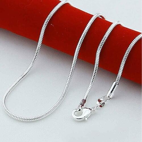 Wholesale 50pcs 925 silver white K Plating smooth snake chains Necklace 1.2MM snake chain mixed size hot sale