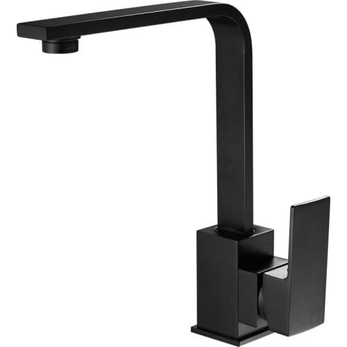 Black Kitchen Sink Sink Hot and Cold Water Faucet Copper Square Rotatable Kitchen Sink Sink Faucet