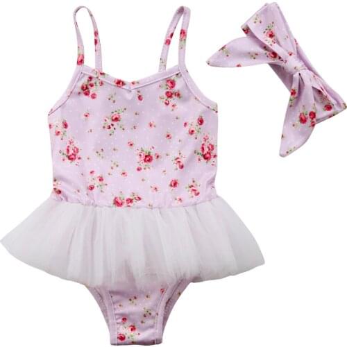Newborn Toddler Cute Baby Girl Flower Clothes Sleeveless Bodysuits Tutu Dress Outfits Size 0-4T