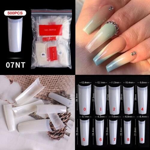 DingXue 500pcs/bag nail Extension Frech System Sculpted Stiletto Coffin False Nail Tips Manicure Tools G0012-7