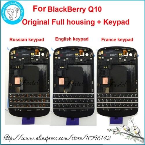 For BlackBerry Q10 Original New Full Complete Mobile Phone Housing + Frame Cover Case + Russian France English Keypad with Flex