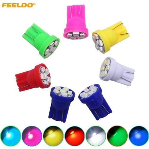 FEELDO 2Pcs Power Car T10 194 168 1206 6 SMD Wedge 6 LED light Bulbs DC12V White/Red/Green/Blue/Yellow/Pink/Ice Blue #FD-1749