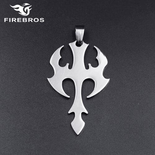FIREBROS Silver Color Titanium Stainless Steel Viking Axe Amulet Pendant Necklace Men Women Cheap Jewelry Gift Accessorries