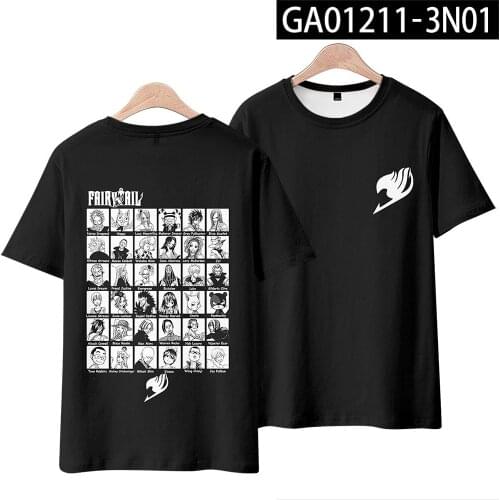 Cartoon Anime Clothes FAIRY TAIL Hip Pop T Shirt Men Women 3D Print Children Short Sleeve Tshirt Men Women Kids T-shirt