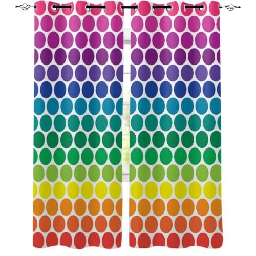 Geometric Colored Dots Windows Curtains For Living Room Bedroom Decorative Kitchen Curtains Drapes Treatments