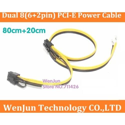 50PCS/LOT 80cm+20cm Dual 8(6+2pin) PCI-E PCIe Power Supply Cable Cord for DELL 1950 2950 PE6850 Module PSU Cord 8pin+8pin