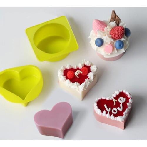 Creative Candle Making Mold Circular Heart Shaped Base Cake Tool DIY Craft Crystal Epoxy Mould Handmade Decor Soap Mold Silicone