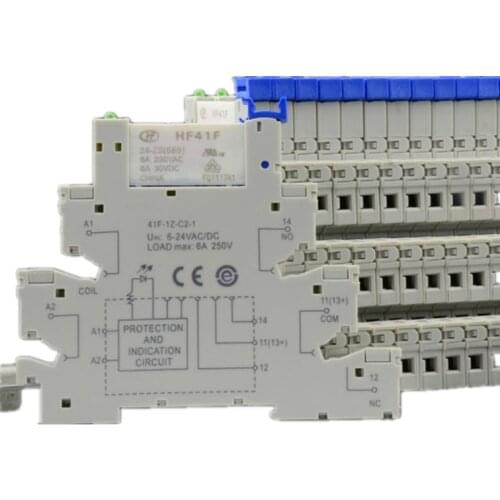 Thin Type Din Rail Mount Modular Relay HF41F 24-ZS 41F-1Z-C2-1 HF41F-24-ZS Similar to PLC-RSC Combined Module Groups Relay