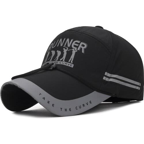 Outdoor Sports Men Baseball Cap Letter Print Long Brim Caps Man Windproof Sun Hat with Rope