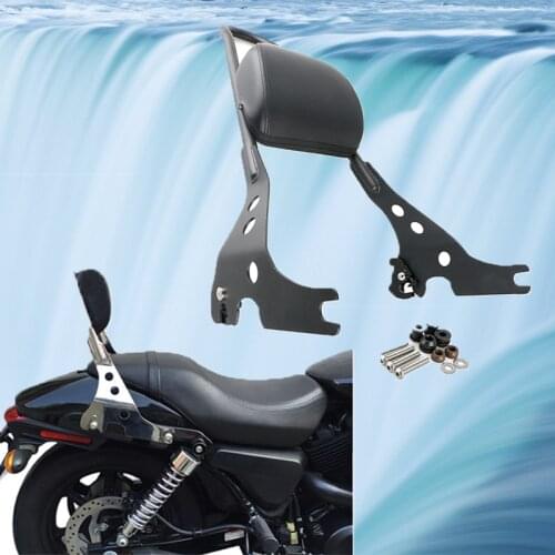 Motorcycle Rear Sissy Bar Passenger Luggage Rack Backrest Cushion Pad For Harley Street 500 750 2015 2016 Black Silver Accessory