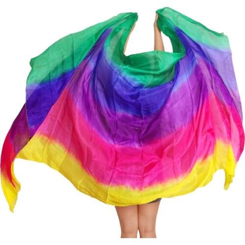 Real 100% Silk Belly Dance Veil Dance Accessories 250/270*114cm Gradient Green+Royal blue+Purple+Rose+Yellow Color 1pc Silk Veil