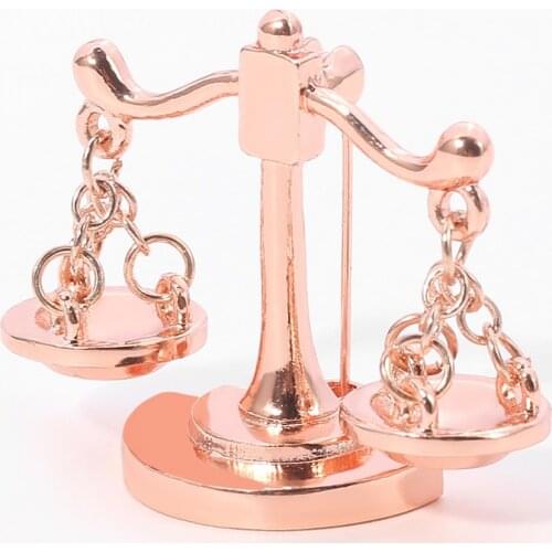 Balance Brooch Rose gold Libra Brooches Three-dimensional Pins Clothes Lapel Pin Bags Backpack Decoration Gifts For Women