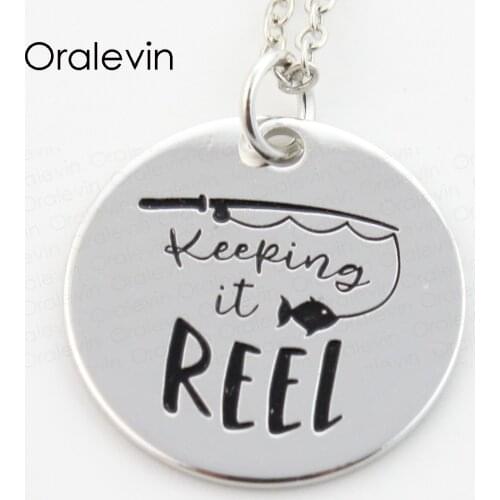 Wholesale KEEPING IT REEL Engraved Disc Pendant Charms Necklace Lover Gift Jewelry 10Pcs/Lot,#LN246