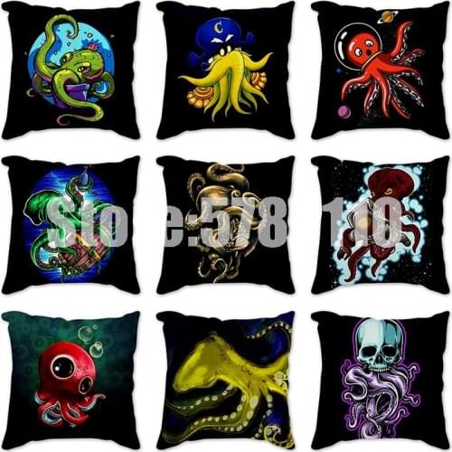 Cushions Cartoon Octopus Pattern 45*45cm Polyester Cushion Cover New Year Gifts Decorative Sofa Home Car Throw Pillowcover