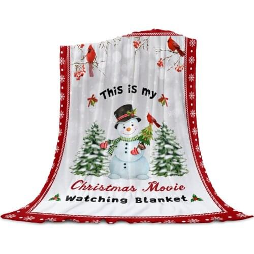 Christmas Blanket Snowman Throw Blanket for Sofa Christmas Decoration Bedspread Portable Microfiber Flannel Blanket