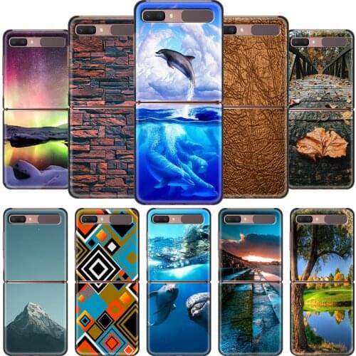 Nature HD Pattern Bumper Case For Samsung Galaxy Z Flip Cover For ZFlip 5G 6.7" Luxury Phone Funda Black Hard Shell Coque Bumper