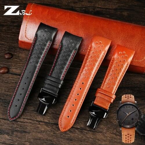 High Quality genuine leather watch band 22mm butterfly button Replacement for MIDO M025407A Mens Curved Watch Accessories