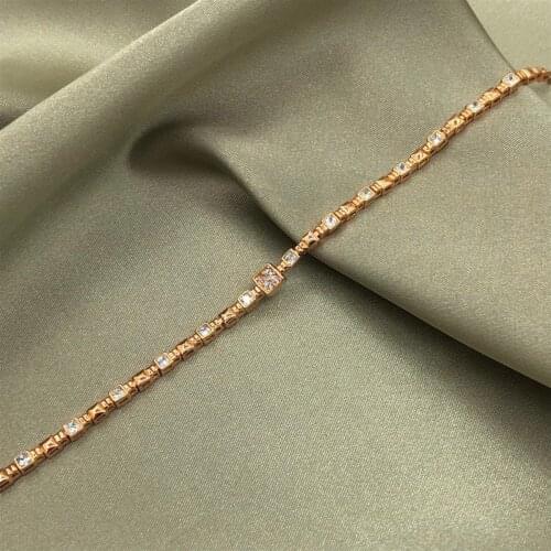 Rose Square Chain Detailed Gemstone Bracelet