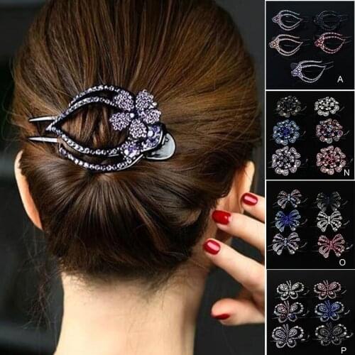 Rhinestone Three-tooth Duckbill Clip Headgear Flower Hair Accessories for Women Lady TT@88