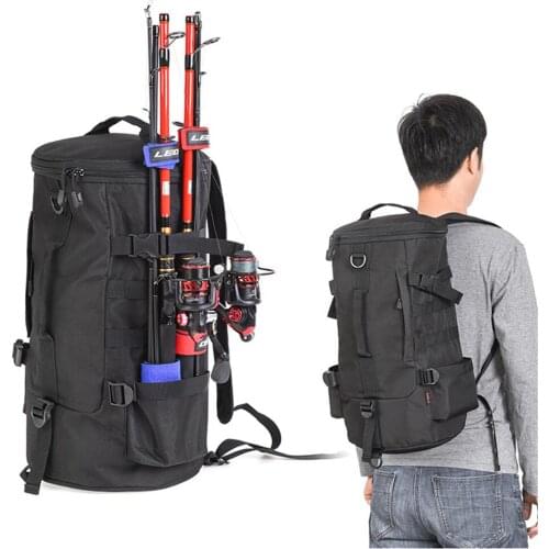 Leo Fishing Bag Portable Backpack Fishing Tackle Storage Rod Holder Tools Carrier 23L Big Capacity Multipurpose Men Outdoor Bag