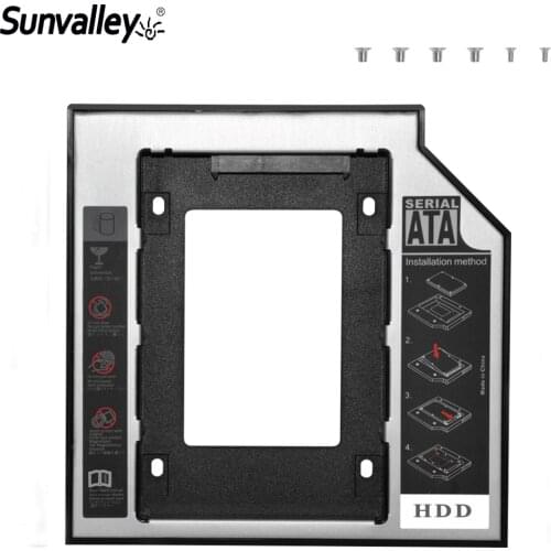 Sunvalley 9.5mm 2nd HDD Caddy 2.5" SSD HDD Enclosure SATA 3.0 Case For Notebook Hard Drive Caddy