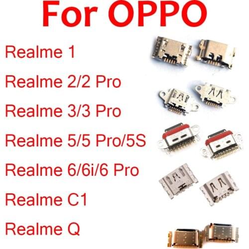 USB Charger Socket For Realme 1 2 3 5 5S 6 6i C1 Q Pro USB Charging Connector Socket Port Jack Replacement Parts